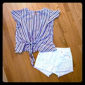 0 AE high rise shorties super stretch and shirt